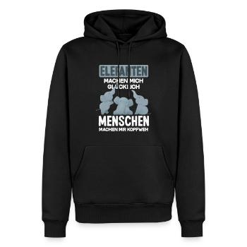 Elefant Tiere Liebe Geschenk - Männer Premium Bio Hoodie - Schwarz - Vorne - Nico (187cm)