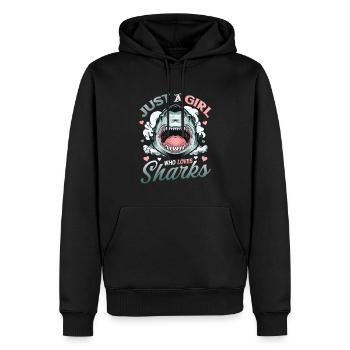 Mädchen, das Haie liebt - Männer Premium Bio Hoodie - Schwarz - Vorne - Nico (187cm)
