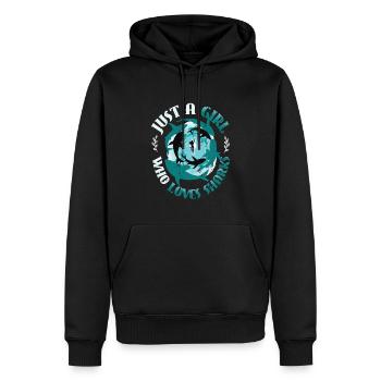 Mädchen, das Haie liebt - Männer Premium Bio Hoodie - Schwarz - Vorne - Nico (187cm)