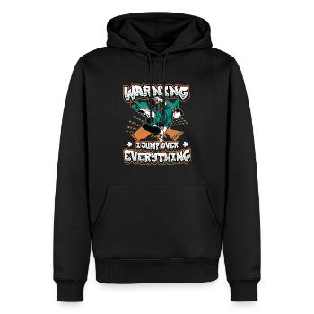 Attention : je saute par-dessus tout. - Sweat à capuche Premium bio Homme - noir - Devant - Nico (187cm)