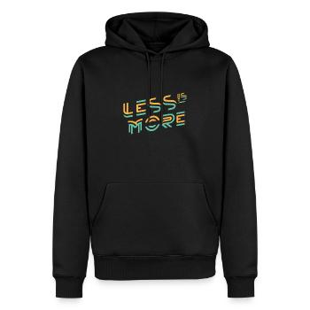 Weniger ist sparsamer - Männer Premium Bio Hoodie - Schwarz - Vorne - Nico (187cm)