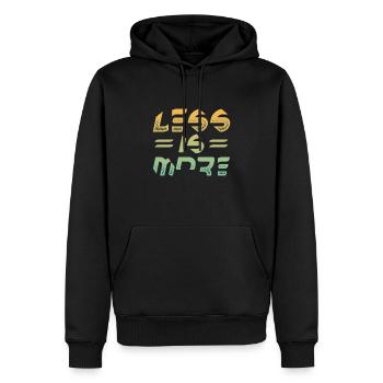 Weniger ist sparsamer - Männer Premium Bio Hoodie - Schwarz - Vorne - Nico (187cm)