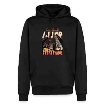 Attention : je saute par-dessus tout. - Sweat à capuche Premium bio Homme - noir - Devant - Nico (187cm)