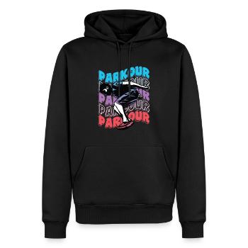 Parkour en free-running - Sweat à capuche Premium bio Homme - noir - Devant - Nico (187cm)