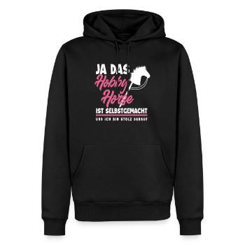 Hobby Horse Steckenpferd Reiten - Männer Premium Bio Hoodie - Schwarz - Vorne - Nico (187cm)