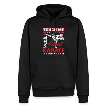 Karate Kampfsportler Kämpfer - Männer Premium Bio Hoodie - Schwarz - Vorne - Nico (187cm)