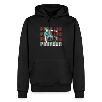 Parkour en free-running - Sweat à capuche Premium bio Homme - noir - Devant - Nico (187cm)