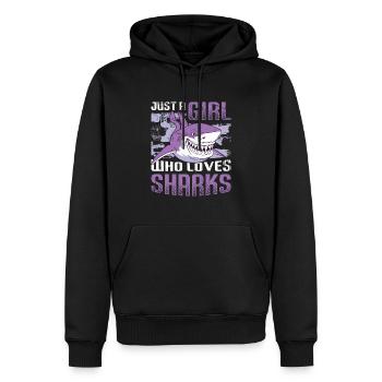 Mädchen, das Haie liebt - Männer Premium Bio Hoodie - Schwarz - Vorne - Nico (187cm)