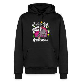 Raccoon Girl - Men’s Premium Organic Hoodie - black - Front - Nico (187cm)