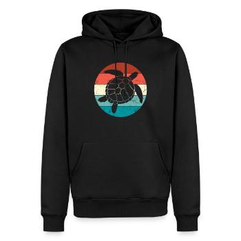 Tortue rétro - Sweat à capuche Premium bio Homme - noir - Devant - Nico (187cm)
