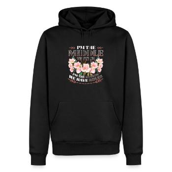 Mittlere Schwester, warum wir Regeln haben. - Männer Premium Bio Hoodie - Schwarz - Vorne - Nico (187cm)