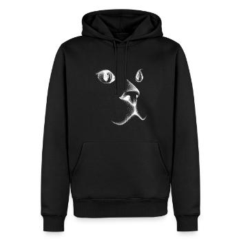 Visage de chat - Sweat à capuche Premium bio Homme - noir - Devant - Nico (187cm)