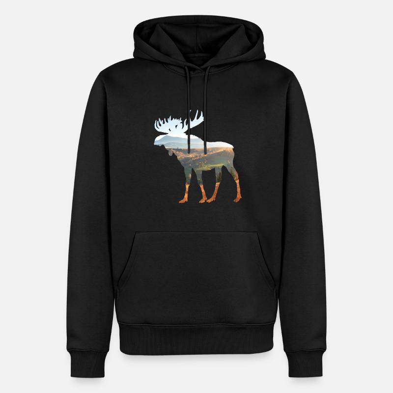 Elch - Männer Premium Bio Hoodie - Schwarz
