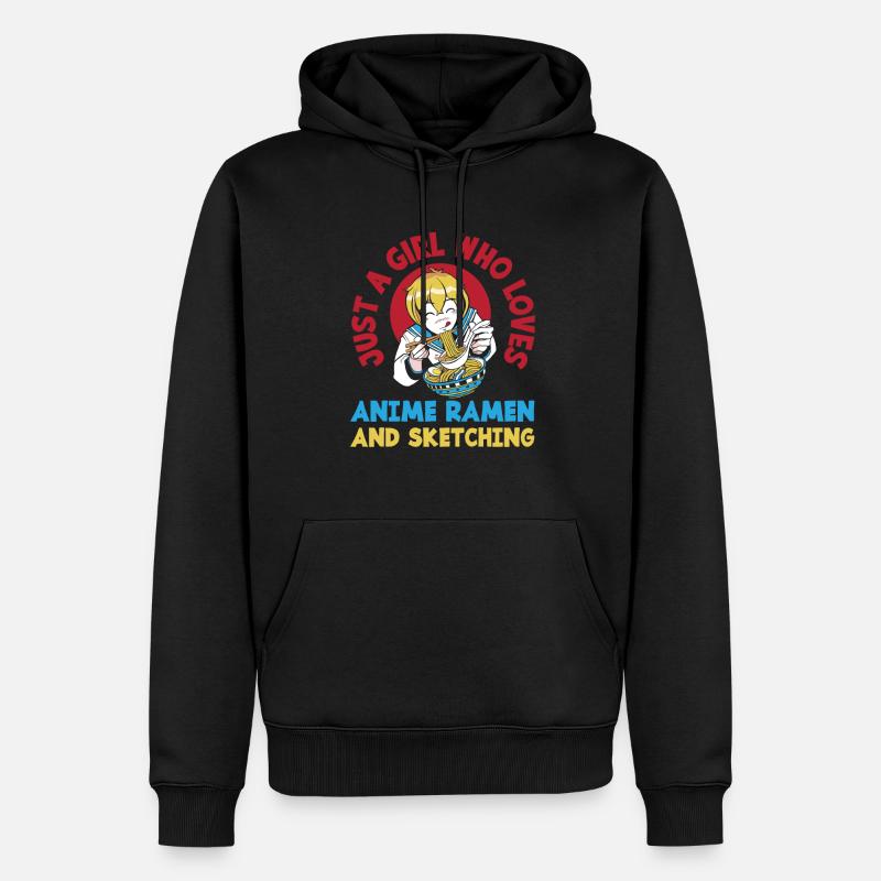 Mädchen Anime Ramen Zeichnen Geschenk - Männer Premium Bio Hoodie - Schwarz