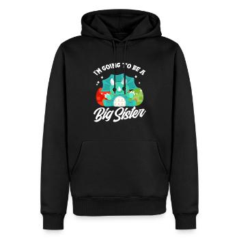 Dinosaurier Schwanger Schwester Nachwuchs - Männer Premium Bio Hoodie - Schwarz - Vorne - Nico (187cm)
