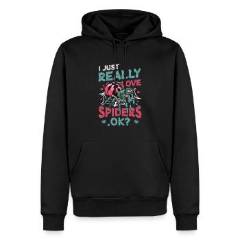 J’aime vraiment les araignées, d’accord? - Sweat à capuche Premium bio Homme - noir - Devant - Nico (187cm)