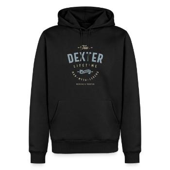 Team Dexter Lifetime Member Personalized Name - Men’s Premium Organic Hoodie - black - Front - Nico (187cm)