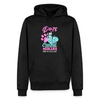 Crochet Dogs Hobby Gift - Men’s Premium Organic Hoodie - black - Front - Nico (187cm)