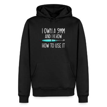 Crochet - Men’s Premium Organic Hoodie - black - Front - Nico (187cm)