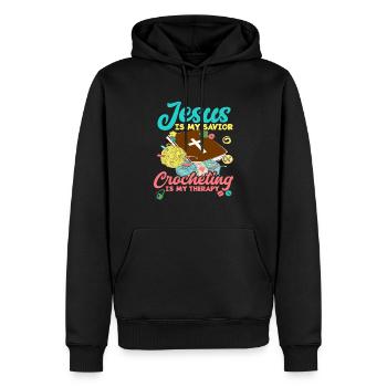 Crochet Jesus - Men’s Premium Organic Hoodie - black - Front - Nico (187cm)