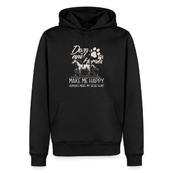 Les chiens et les chevaux me rendent heureux - Sweat à capuche Premium bio Homme - noir - Devant - Nico (187cm)