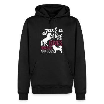 Juste une fille qui aime les chevaux et les chiens - Sweat à capuche Premium bio Homme - noir - Devant - Nico (187cm)