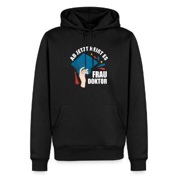 Doktortitel Frau Doktor - Männer Premium Bio Hoodie - Schwarz - Vorne - Nico (187cm)