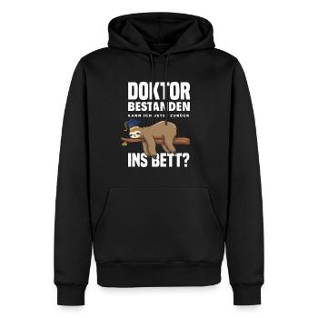 Doktortitel Faultier Müde Geschenk - Männer Premium Bio Hoodie - Schwarz - Vorne - Nico (187cm)