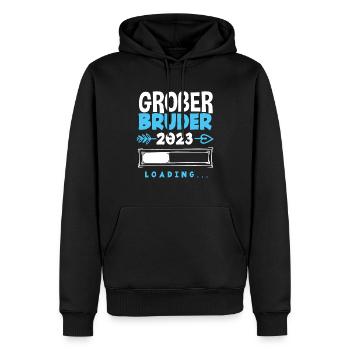 Nachwuchs Sohn Großer Bruder 2023 - Männer Premium Bio Hoodie - Schwarz - Vorne - Nico (187cm)