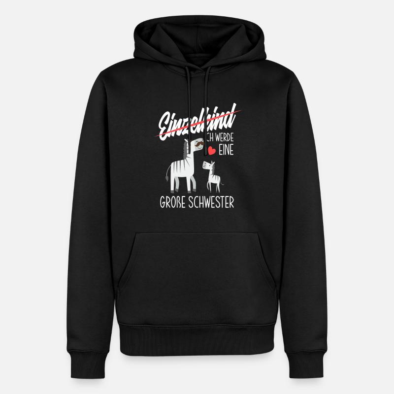 Zebras Ich Werde Große Schwester - Männer Premium Bio Hoodie - Schwarz