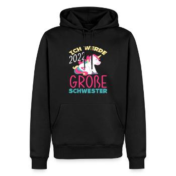 Einhorn Ich Werde Große Schwester 2022 - Männer Premium Bio Hoodie - Schwarz - Vorne - Nico (187cm)