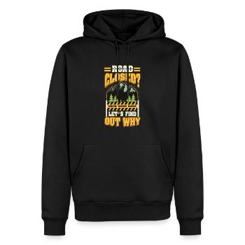 Route fermée? Découvrons-le. - Sweat à capuche Premium bio Homme - noir - Devant - Nico (187cm)