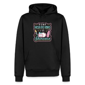 Ce n’est pas de la thésaurisation quand il s’agit de soins de la peau. - Sweat à capuche Premium bio Homme - noir - Devant - Nico (187cm)