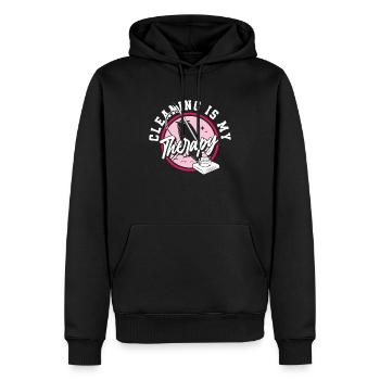 Thérapie de femme de ménage - Sweat à capuche Premium bio Homme - noir - Devant - Nico (187cm)