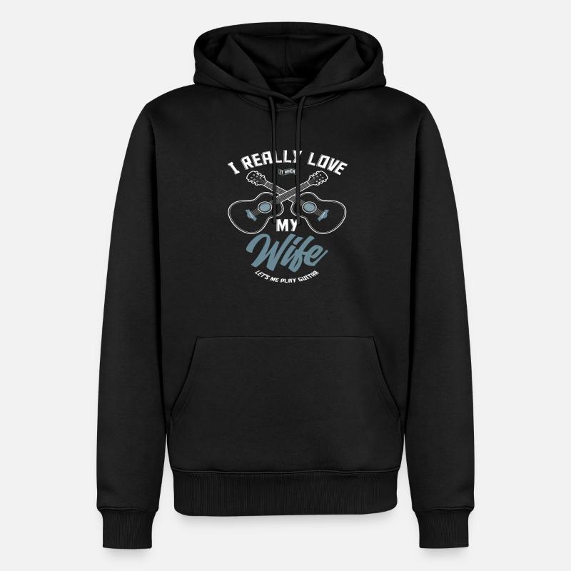 Guitariste guitare Mari - Sweat à capuche Premium bio Homme - noir