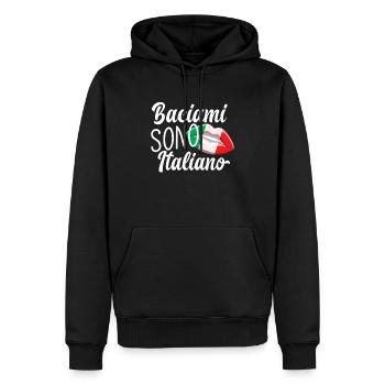 Embrasse-moi je suis italien - Sweat à capuche Premium bio Homme - noir - Devant - Nico (187cm)