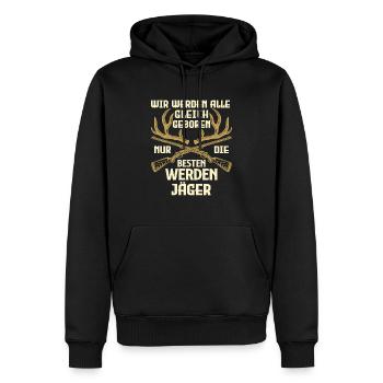 Jäger Spruch Jagen - Männer Premium Bio Hoodie - Schwarz - Vorne - Nico (187cm)