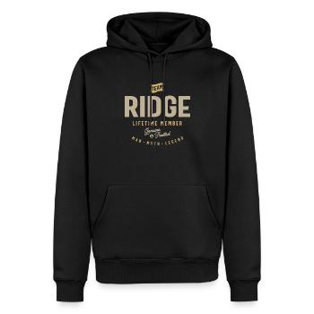 Team Ridge Lifetime Member Personalized Name - Men’s Premium Organic Hoodie - black - Front - Nico (187cm)
