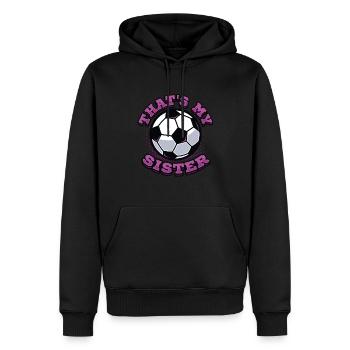 This is my sister, brother-sister football - Men’s Premium Organic Hoodie - black - Front - Nico (187cm)