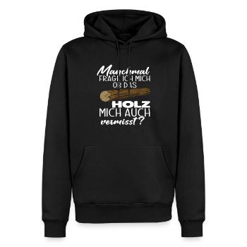 Holz Waldarbeit Tischler Schreiner Förster - Männer Premium Bio Hoodie - Schwarz - Vorne - Nico (187cm)