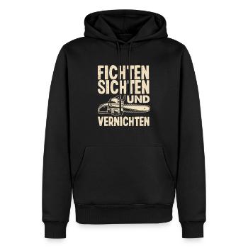 Kettensäge Fichten Sichten und Vernichten - Männer Premium Bio Hoodie - Schwarz - Vorne - Nico (187cm)