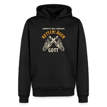 Kettensägen Gott - Männer Premium Bio Hoodie - Schwarz - Vorne - Nico (187cm)
