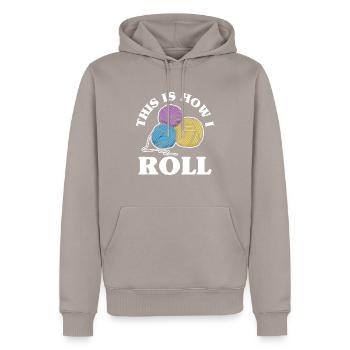 Stricken Wolle Garn - Männer Premium Bio Hoodie - Taupe - Vorne - Nico (187cm)