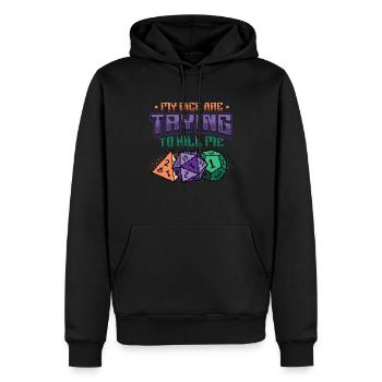 Mes dés essaient de me tuer. - Sweat à capuche Premium bio Homme - noir - Devant - Nico (187cm)