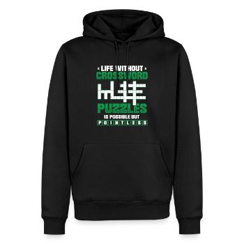Mots croisés Amateurs de mots croisés - Sweat à capuche Premium bio Homme - noir - Devant - Nico (187cm)