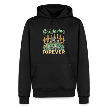 Gartenarbeit, Forever Gardener. - Männer Premium Bio Hoodie - Schwarz - Vorne - Nico (187cm)
