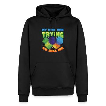 Mes dés essaient de me tuer. - Sweat à capuche Premium bio Homme - noir - Devant - Nico (187cm)