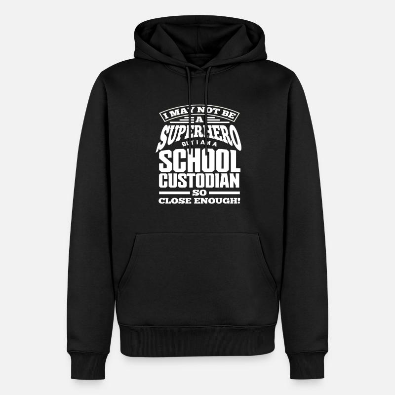 Super-héros concierge d’école - Sweat à capuche Premium bio Homme - noir