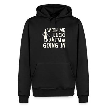 Lustiges Schulhausmeisterin Putzen - Männer Premium Bio Hoodie - Schwarz - Vorne - Nico (187cm)