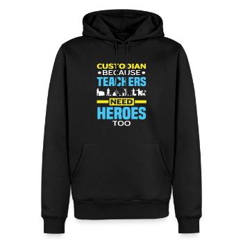 Schulhausmeister Helden Lehrer - Männer Premium Bio Hoodie - Schwarz - Vorne - Nico (187cm)